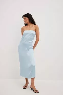 Chloé Schuterman X NA-KD Bandeau Satin Dress
