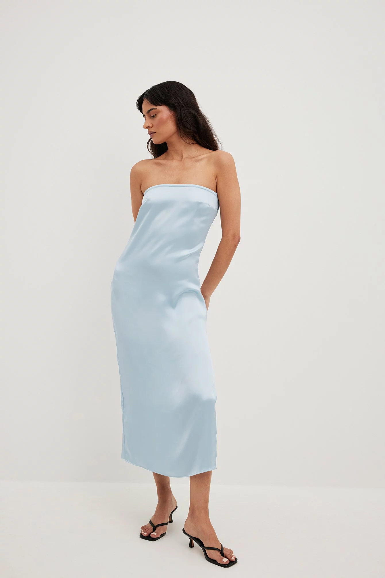 Chloé Schuterman X NA-KD Bandeau Satin Dress 1 Chloé Schuterman X NA-KD Bandeau Satin Dress