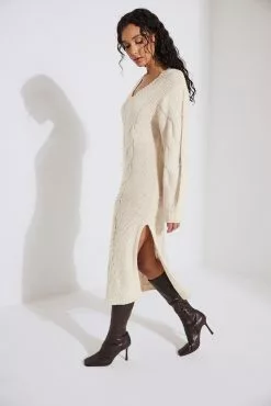 Rianne Meijer X Na-kd Cable Knit Midi Dress -Party Dresses Sales nakd cable knit midi dress 1711 000109 4070 59562