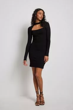 NA-KD Choker Square Neck Rib Dress -Party Dresses Sales nakd choker square neck rib dress 1100 006838 0002 8458 copy