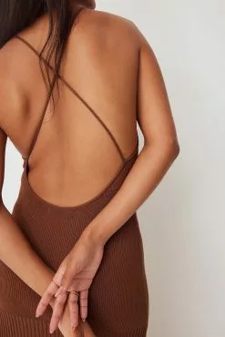 Femmeblk X NA-KD Cross Back Rib Knitted Dress -Party Dresses Sales nakd cross back drib knitted dress 1770 000007 0017 04