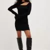 NA-KD Trend Cut Out Detail Fine Knitted Mini Dress