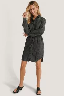 NA-KD Denim Shirt Belted Dress -Party Dresses Sales nakd denim shirt belted dress 1100 002662 0008 03c