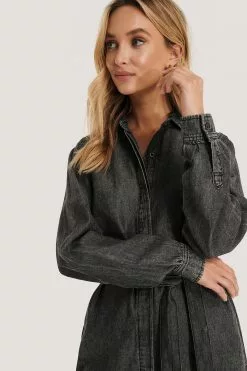 NA-KD Denim Shirt Belted Dress -Party Dresses Sales nakd denim shirt belted dress 1100 002662 0008 04g