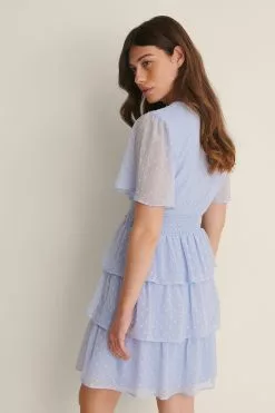 NA-KD Recycled Dobby Smocked Flounce Dress 22 NA-KD Recycled Dobby Smocked Flounce Dress -Party Dresses Sales nakd dobby smocked flounce dress 1100 004586 0003 02k