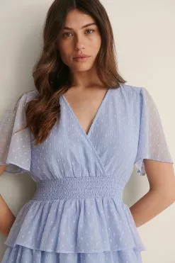 NA-KD Recycled Dobby Smocked Flounce Dress -Party Dresses Sales nakd dobby smocked flounce dress 1100 004586 0003 04g 1