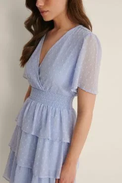 NA-KD Recycled Dobby Smocked Flounce Dress -Party Dresses Sales nakd dobby smocked flounce dress 1100 004586 0003 05g 1