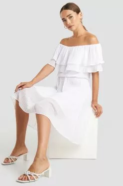 NA-KD Double Tier Off Shoulder Dress -Party Dresses Sales nakd double tier off shoulder dress 1018 003407 7748 05c