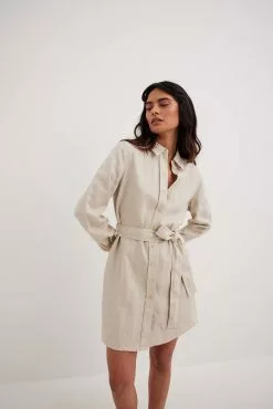 NA-KD Drawstring Linen Mini Dress -Party Dresses Sales nakd drawstring linen mini dress 1100 006037 0005 8318 2