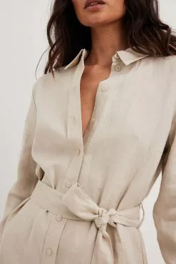 NA-KD Drawstring Linen Mini Dress