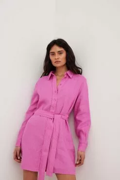 NA-KD Drawstring Linen Mini Dress -Party Dresses Sales nakd drawstring linen mini dress 1100 006037 0015 8362