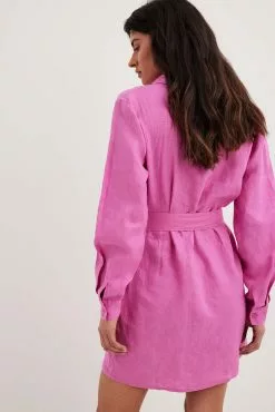 NA-KD Drawstring Linen Mini Dress -Party Dresses Sales nakd drawstring linen mini dress 1100 006037 0015 8396 2