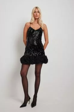 NA-KD Party Feather Sequin Mini Dress 9 NA-KD Party Feather Sequin Mini Dress -Party Dresses Sales nakd feather sequin mini dress 1017 001926 0002 0075