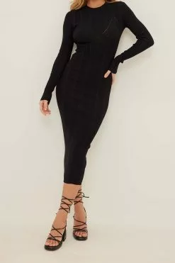 NA-KD Fine Knitted Open Back Midi Dress -Party Dresses Sales nakd fine knitted open back midi dress 1100 005931 0002 1456