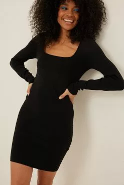 NA-KD Fine Knitted Square Neck Mini Dress -Party Dresses Sales nakd fine knitted square neck mini dress 1100 005969 0002 37512 1