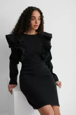 NA-KD Flounce Denim Dress