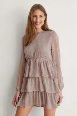 NA-KD Boho Flounce Dobby Mini Dress -Party Dresses Sales nakd flounce dobby mini dress 1014 001135 0368 01j