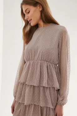 NA-KD Boho Flounce Dobby Mini Dress -Party Dresses Sales nakd flounce dobby mini dress 1014 001135 0368 04g