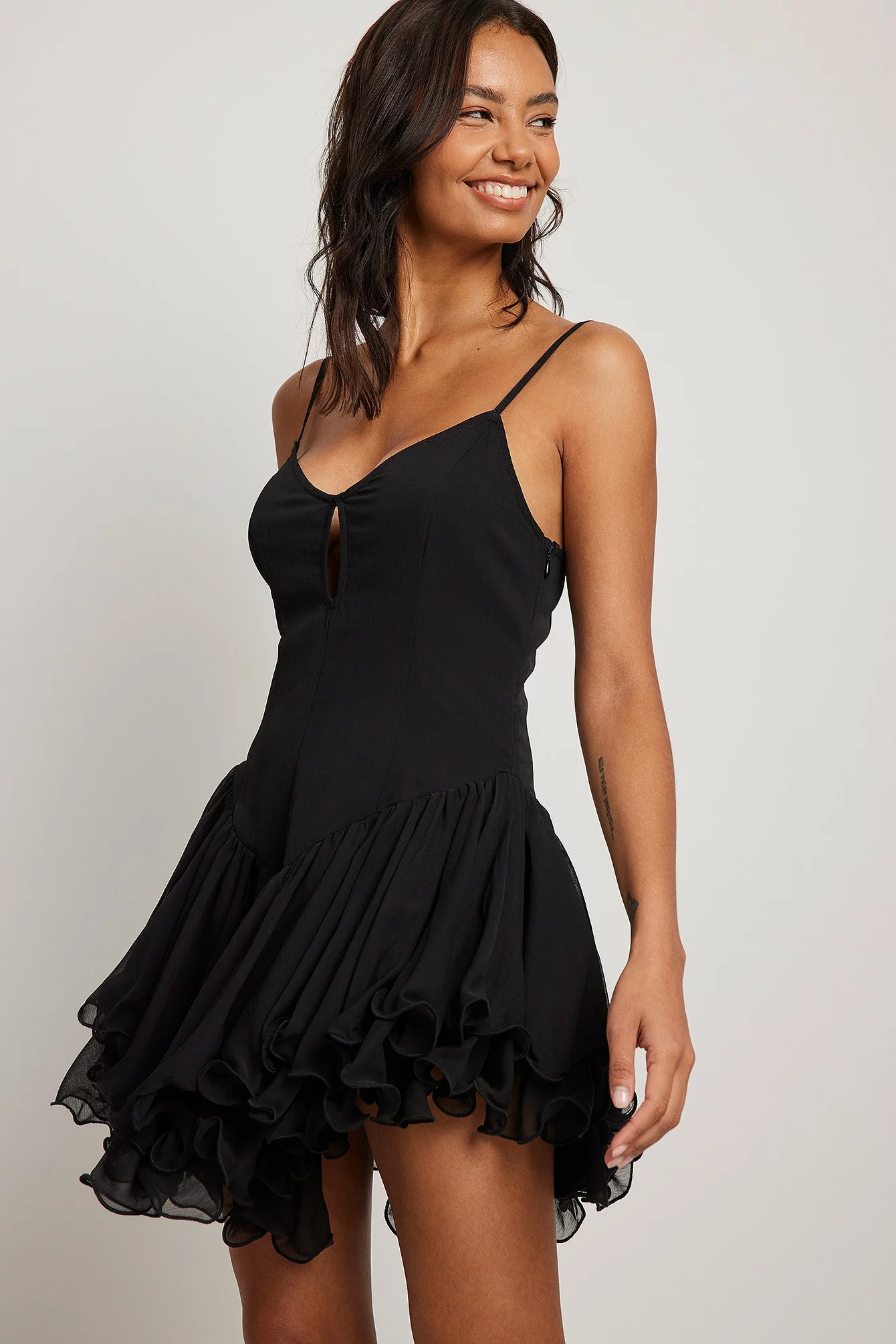 NA-KD Frill Hem Detail Mini Dress 1 NA-KD Frill Hem Detail Mini Dress