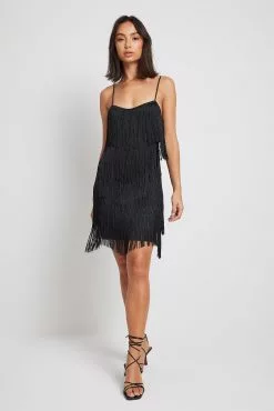 NA-KD Party Fringe Detail Mini Dress -Party Dresses Sales nakd fringe detail mini dress 1017 001519 0002 9762