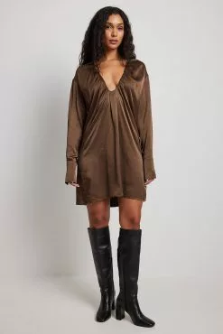 NA-KD Party Gathered Plunge Mini Dress -Party Dresses Sales nakd gathered plunge mini dress 1017 001113 0017 0941