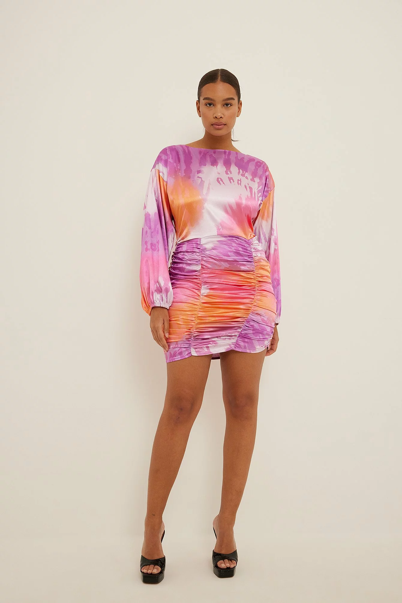 NA-KD Party Gathered Skirt Satin Mini Dress 6 NA-KD Party Gathered Skirt Satin Mini Dress - Image 6