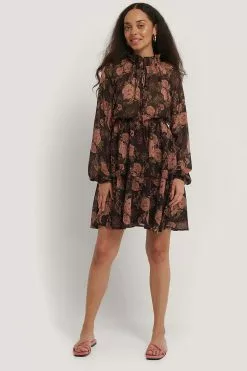 NA-KD Boho High Frill Neck Dress -Party Dresses Sales nakd high frill neck dress 1014 000156 8141 03c r2