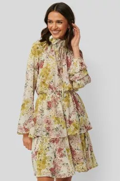 NA-KD Boho High Frill Neck Dress -Party Dresses Sales nakd high frill neck dress 1014 000156 8376 02j