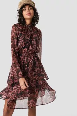 NA-KD Boho High Frill Neck Dress -Party Dresses Sales nakd high frill neck dress 1014 000156 8674 01j