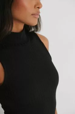 NA-KD Basic High Neck Rib Sleeveless Dress -Party Dresses Sales nakd high neck rib sleeveless dress 1100 004615 0002 04g 1 02r