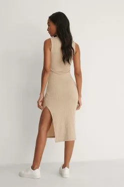 NA-KD Basic High Neck Rib Sleeveless Dress -Party Dresses Sales nakd high neck rib sleeveless dress 1100 004615 0005 02d