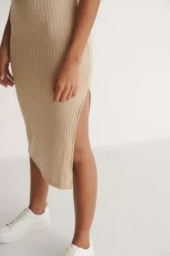 NA-KD Basic High Neck Rib Sleeveless Dress -Party Dresses Sales nakd high neck rib sleeveless dress 1100 004615 0005 04g