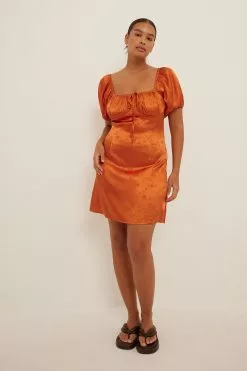 NA-KD Jacquard Satin Mini Dress -Party Dresses Sales nakd jacquard satin mini dress 1100 006392 0179 01c