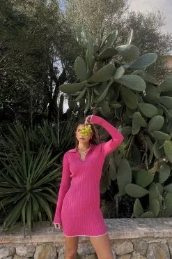 Ida Zeile X NA-KD Knitted Collar Mini Dress