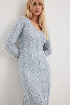NA-KD Knitted Wide Rib Midi Dress