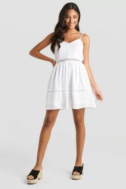 NA-KD Boho Lace Insert Flowy Mini Dress
