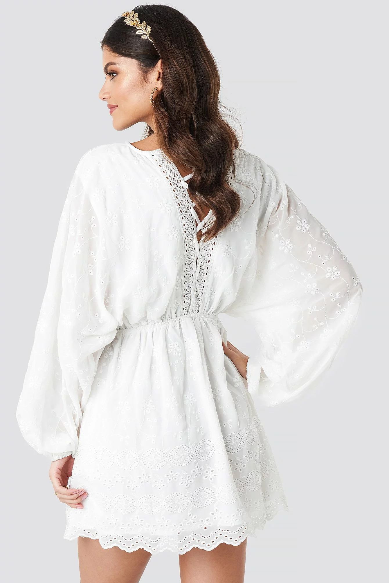 NA-KD Boho Lace Up Lace Dress 2 NA-KD Boho Lace Up Lace Dress - Image 2