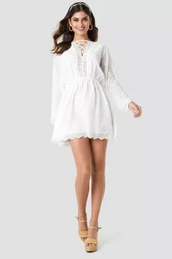 NA-KD Boho Lace Up Lace Dress 6 NA-KD Boho Lace Up Lace Dress -Party Dresses Sales nakd lace up dress 1014 000083 0001 03c r