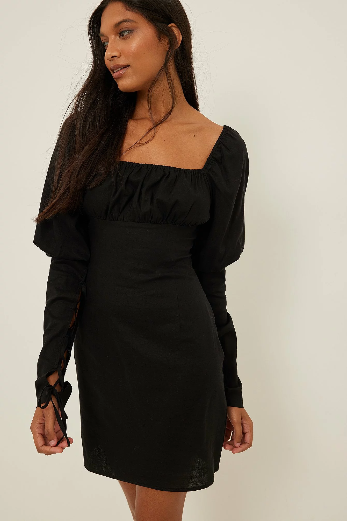 NA-KD Trend Lacing Detail Linen Dress 8 NA-KD Trend Lacing Detail Linen Dress - Image 8