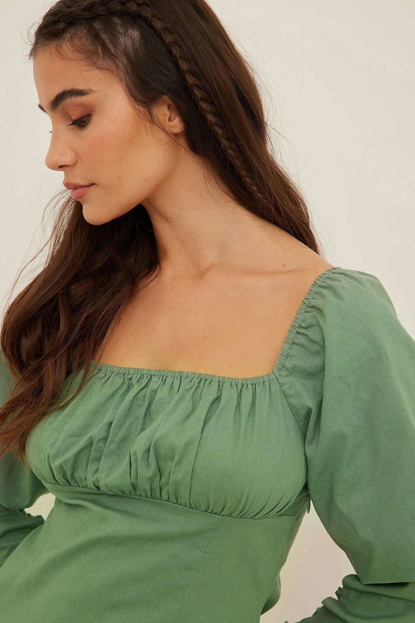 NA-KD Trend Lacing Detail Linen Dress 4 NA-KD Trend Lacing Detail Linen Dress - Image 4