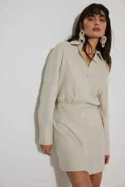 NA-KD Linen Shirt Dress -Party Dresses Sales nakd linen shirt dress 1100 006902 0005 3033 creative