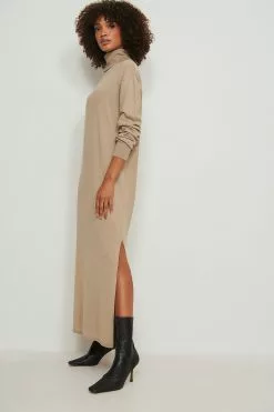 NA-KD Long High Neck Knitted Slit Dress -Party Dresses Sales nakd long high neck knitted slit 1100 005371 0005 01c 1