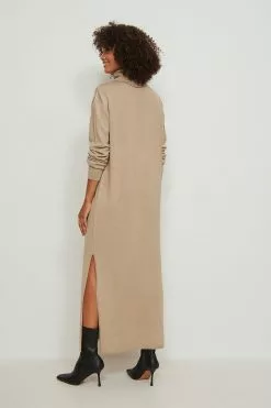 NA-KD Long High Neck Knitted Slit Dress -Party Dresses Sales nakd long high neck knitted slit 1100 005371 0005 02d