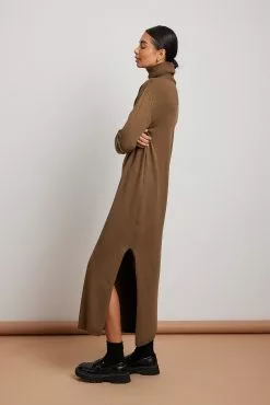 NA-KD Long High Neck Knitted Slit Dress -Party Dresses Sales nakd long high neck knitted sllit dress 1100 005371 0017 01c 1