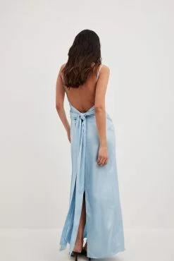 Chloé Schuterman X NA-KD Low Back Satin Maxi Dress