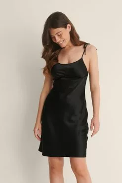 NA-KD Party Recycled Mini Tie Shoulder Satin Dress