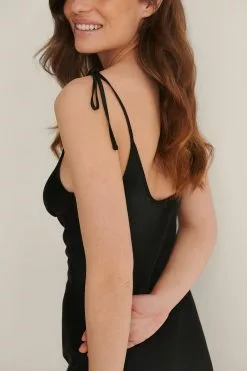 NA-KD Party Recycled Mini Tie Shoulder Satin Dress -Party Dresses Sales nakd mini tie shoulder satin dress 1017 001030 0002 05g 1