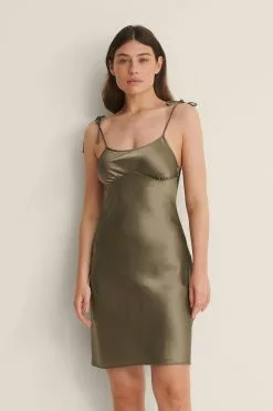 NA-KD Party Recycled Mini Tie Shoulder Satin Dress -Party Dresses Sales nakd mini tie shoulder satin dress 1017 001030 0119 03j
