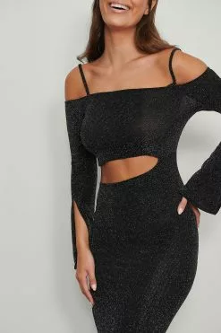 NA-KD Party Off Shoulder Lurex Dress -Party Dresses Sales nakd off shoulder lurex dress 1017 001452 0002 04g