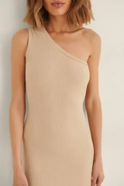 NA-KD Basic One Shoulder Rib Mini Dress -Party Dresses Sales nakd one shouldeer rib mini dress 1100 005107 0005 04g